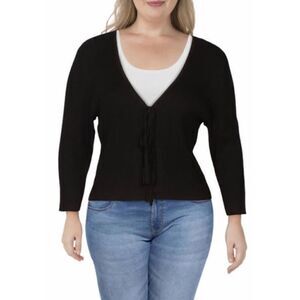 Danielle Bernstein Plus Size Tie Front Cardigan